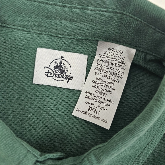 Disney Kids Green and Yellow Mickey Mouse Icon Button Front Shirt Size 11/12 NWT - Picture 5 of 7